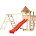 Akubi Kinderspielturm Danny mit Satteldach inkl. Wellenrutsche, Doppelschaukelanbau, Klettergerüst und Kletterwand inkl. gratis Zubehörset