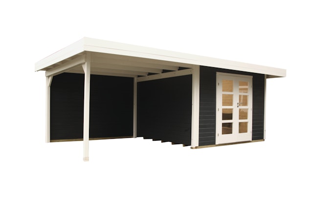 Wolff Finnhaus Gartenhaus Relax Lounge B mit 300 cm Anbau - 28 mm inkl. gratis Fundamentanker/Pads Vorschaubild Galerie