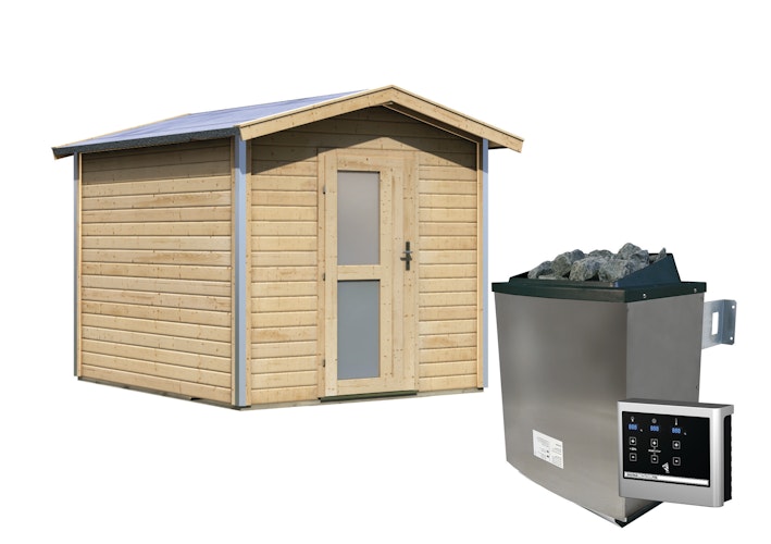 Karibu Bosse 1 - 38 mm Gartensauna mit Vorraum und Satteldach