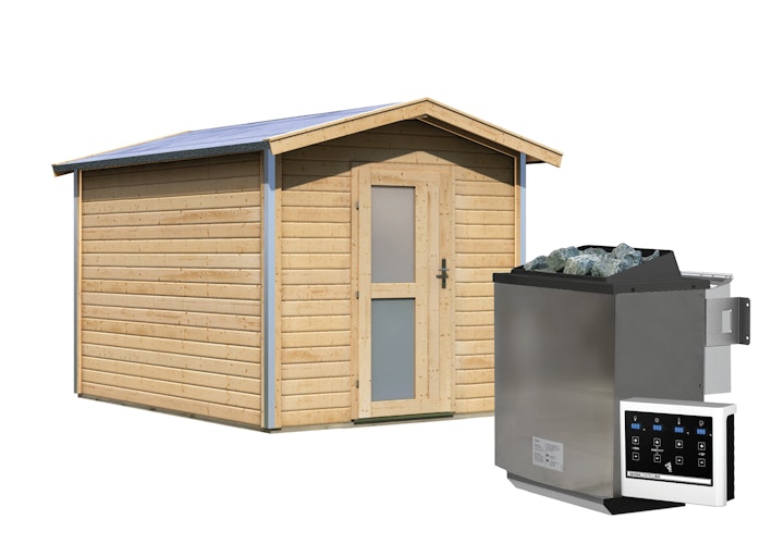 Karibu Bosse 1 - 38 mm Gartensauna mit Vorraum und Satteldach