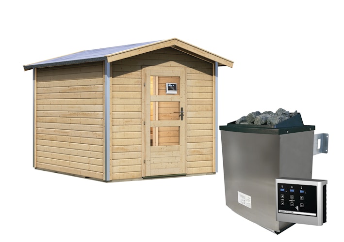 Karibu Bosse 1 - 38 mm Gartensauna mit Vorraum und Satteldach