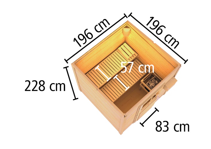 Karibu Gartensauna Pultdach Saunahaus Torge inkl. gratis Saunaofen & 8-teiligem Zubehörpaket (Gesamtwert 1071,91€)