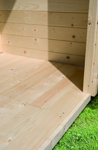 Karibu Gartensauna Pultdach Saunahaus Torge terragrau inkl. gratis Saunaofen & 8-teiligem Zubehörpaket (Gesamtwert 1071,91€) Bild