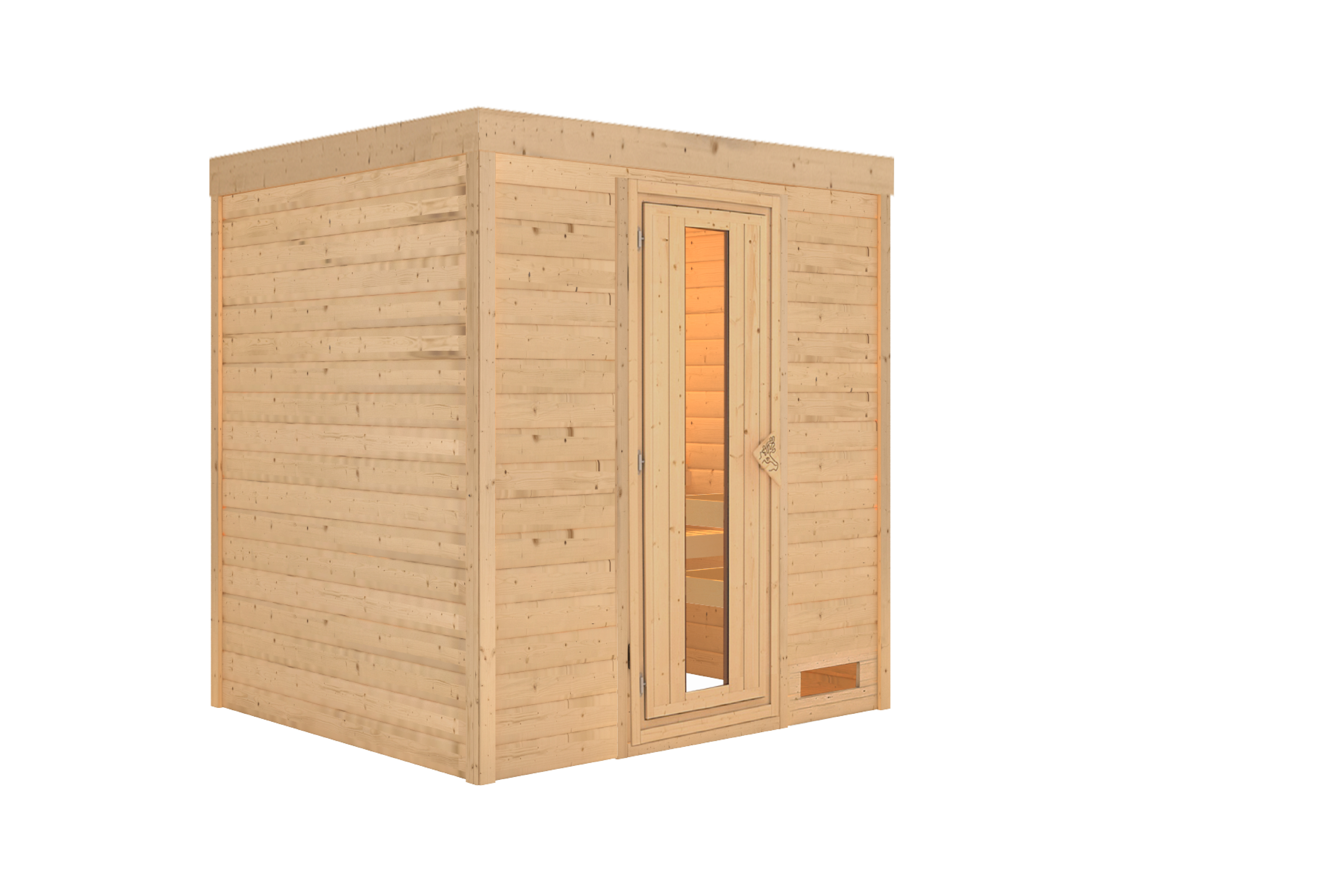 Vorschaubild Galerie Karibu Energiespar-Sauna Cosmin mit Fronteinstieg - 38 mm Massivholz inkl. 9-teiligem gratis Zubehörpaket