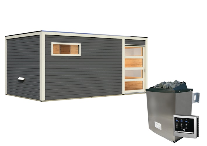 Karibu Gartensauna Saunahaus Hygge inkl. Vorraum, terragrau