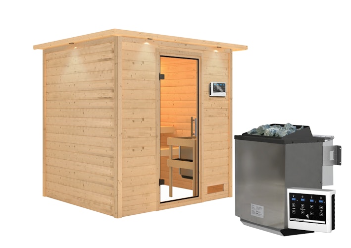 Karibu Woodfeeling Sauna Anja - 38 mm Massivholz Aktionssauna
