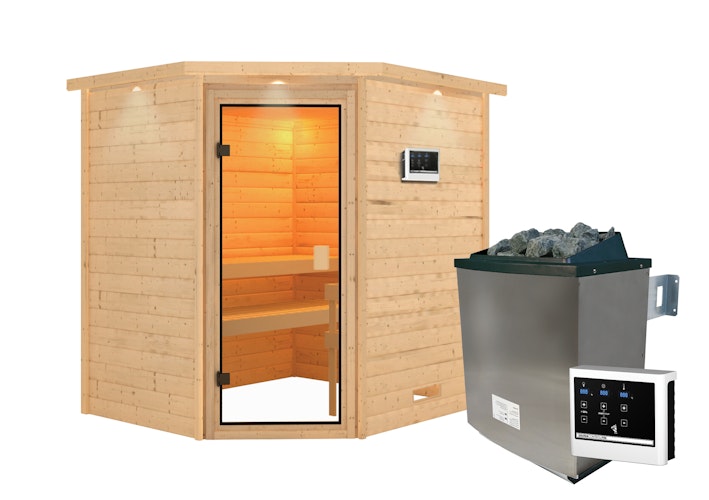Karibu Woodfeeling Sauna Mia - 38 mm Massivholz Aktionssauna