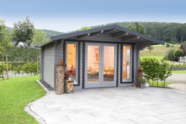 Wolff Finnhaus Gartenhaus Hammerfest 70-C isolierverglast inkl. gratis Fundamentanker/Pads Vorschaubild Galerie
