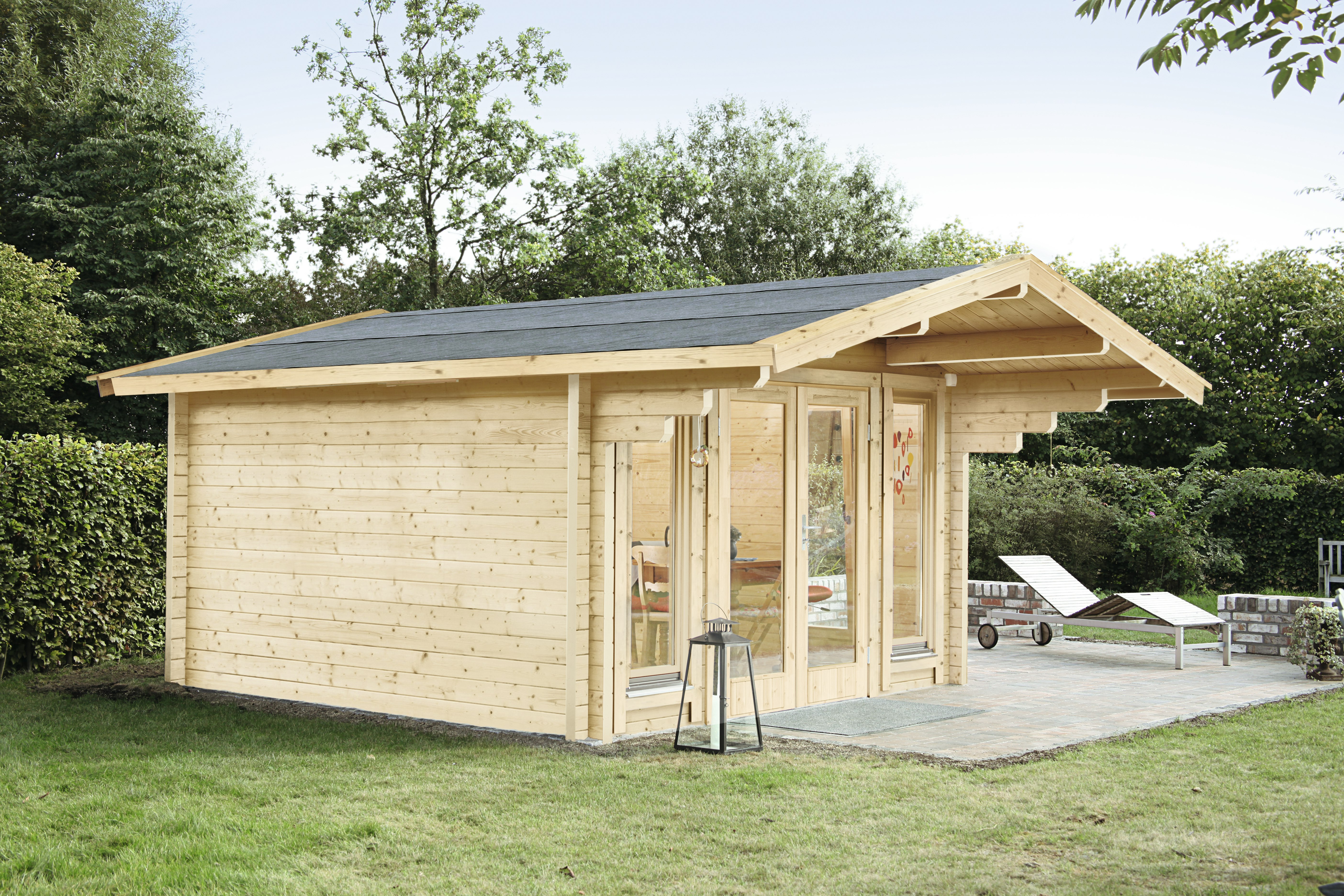 Wolff Finnhaus Gartenhaus Hammerfest 70-C isolierverglast XL inkl. gratis Fundamentanker/Pads