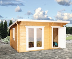 Wolff Finnhaus Gartenhaus Trondheim 70-D 2-Raum isolierverglast inkl. gratis Fundamentanker/Pads