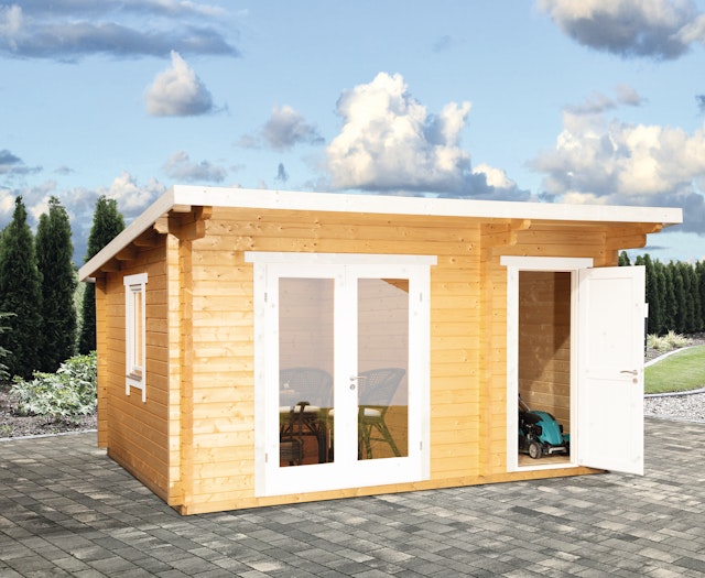 Wolff Finnhaus Gartenhaus Trondheim 70-D 2-Raum isolierverglast XL inkl. gratis Fundamentanker/Pads Vorschaubild Galerie