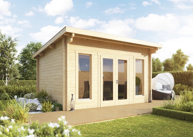 Wolff Finnhaus Gartenhaus Trondheim 70-M isolierverglast XL inkl. gratis Fundamentanker/Pads Vorschaubild Galerie