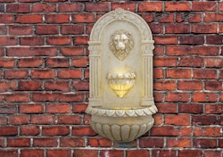 Ubbink Assoro LED-beleuchteter Wandbrunnen mit Löwenkopf