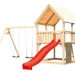 Akubi Kinderspielturm Luis mit Doppelschaukel, Kletterwand und Wellenrutsche inkl. gratis Akubi Farbsystem & KuscheltierBild
