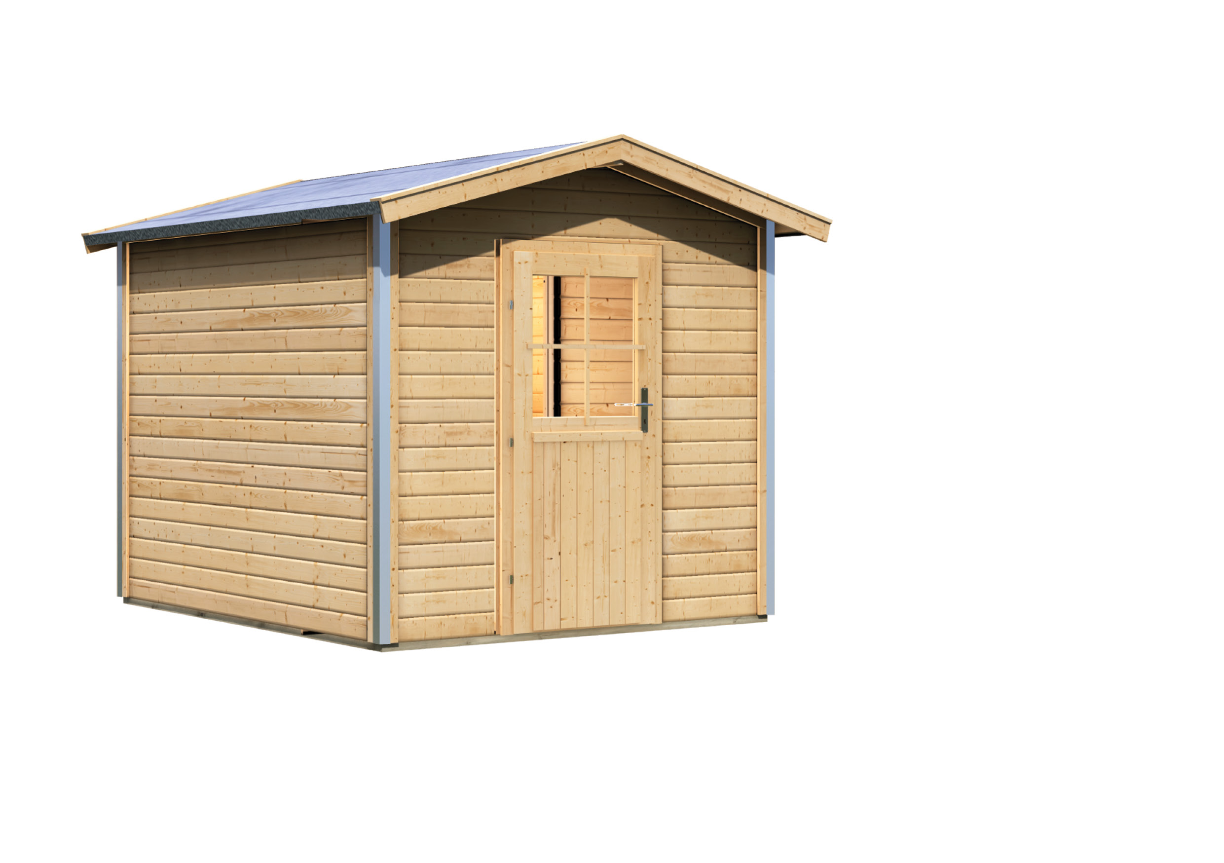 Vorschaubild Galerie Karibu Bosse 1 - 38 mm Gartensauna mit Vorraum und Satteldach inkl. 9-teiligem gratis Zubehörpaket