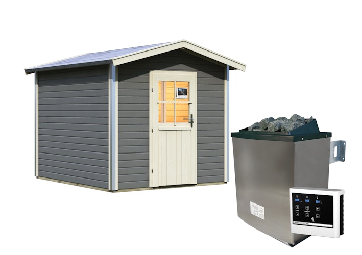 Karibu Bosse 1 - 38 mm Gartensauna mit Vorraum und Satteldach