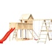 Akubi Stelzenhaus Frieda mit Wellenrutsche, Doppelschaukelanbau, Klettergerüst, Anbauplattform und NetzrampeBild