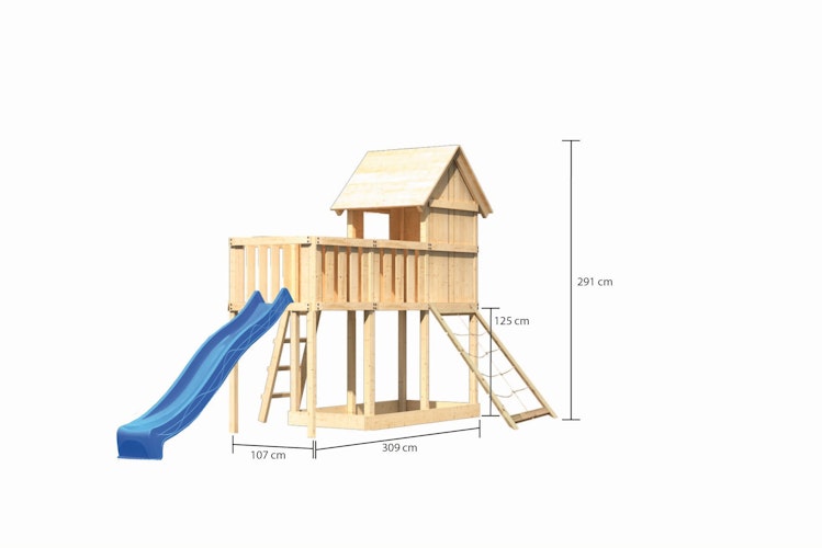 Akubi Stelzenhaus Frieda mit Wellenrutsche, Anbauplattform und Netzrampe