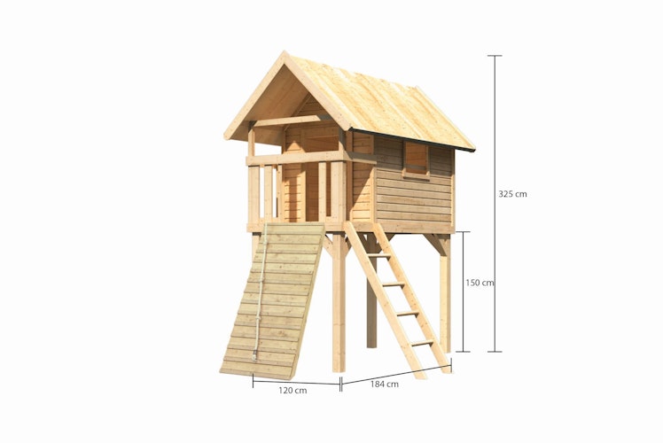 Akubi Stelzenhaus Gernegroß mit Holzrampe Bild