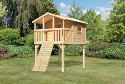 Akubi Stelzenhaus Benjamin mit Holzrampe inkl. gratis Einzelschaukel & Zubehörset