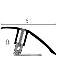 Parkettfreund Combi+-Anpassungsprofil PF 886 F1G platinium fein geschliffen 1000x51 mm - 7 - 23 mm Aluminium eloxiert gerillt; schwenkbar