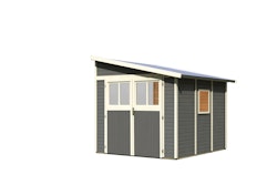 Karibu Premium Gartenhaus Bomlitz 2/3/4 terragrau - 19 mm inkl. gratis Innenraum-Pflegebox im Wert von 99€