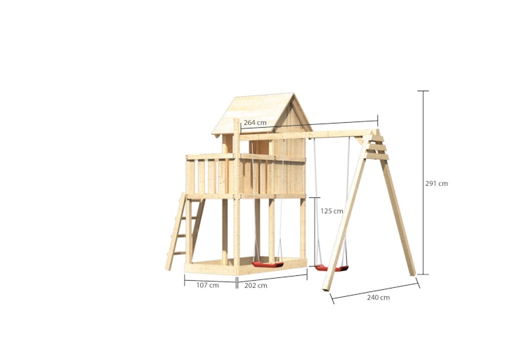 Akubi Stelzenhaus Frieda mit Doppelschaukelanbau