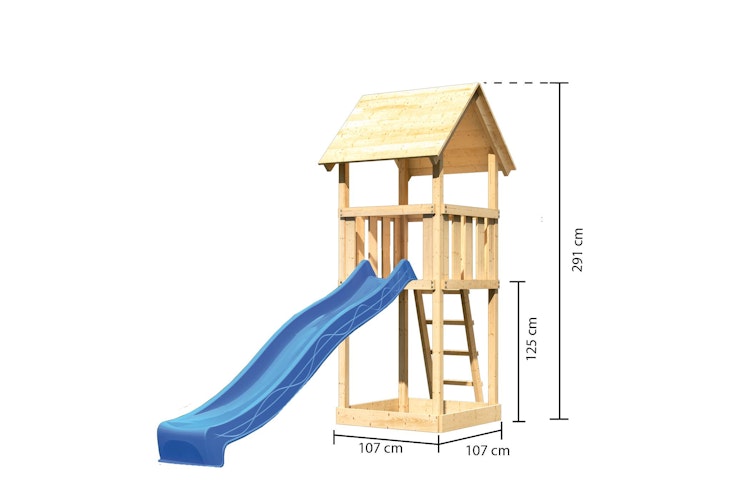 Akubi Kinderspielturm Lotti mit Satteldach inkl. Wellenrutsche (Set A)