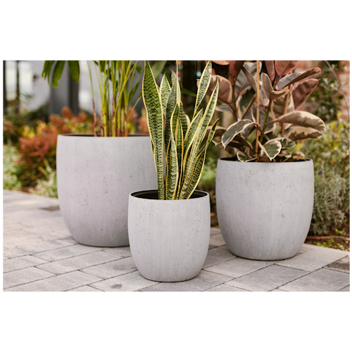 Klocke Design Blumentopf Betonoptik 3er Set ⌀ 30 cm x H 29 cm, 40 cm x H 32 cm, 49 cm x H 48 cm Bild