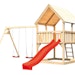 Akubi Kinderspielturm Luis inkl. Wellenrutsche und Doppelschaukelanbau (Set B) inkl. gratis Akubi Farbsystem & KuscheltierBild