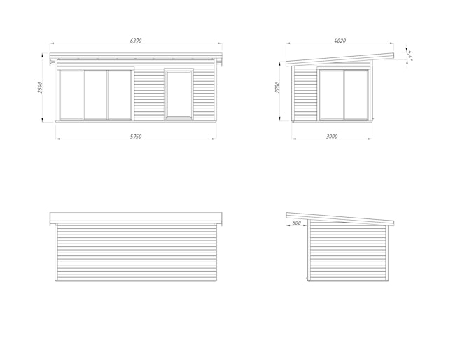 Palmako Gartenhaus Andrea 17,1 m² mit Schiebetür - 44 mm