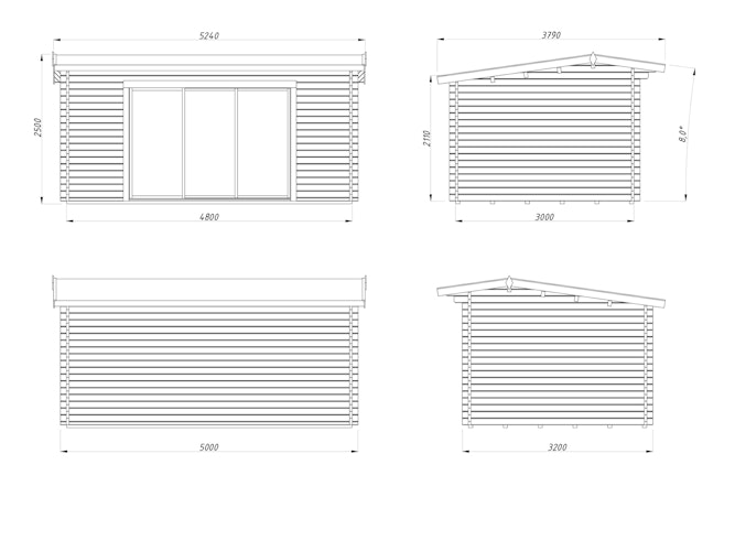 Palmako Gartenhaus Ines 13,7 m² Slide Plus mit Isolierglas-Schiebetür - 44 mm