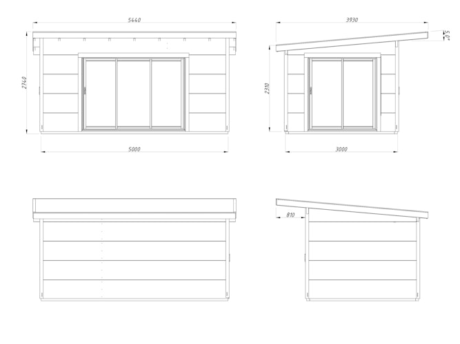 Palmako Gartenhaus Grace 14,1 m² Slide Plus - 56 mm Wandstärke