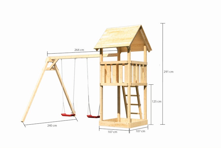 Akubi Kinderspielturm Lotti inkl. Doppelschaukel