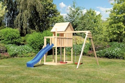 Akubi Kinderspielturm Frieda mit Anbau, Rutsche und Doppelschaukelanbau (Set B) inkl. gratis Zubehörset
