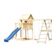 Akubi Kinderspielturm Frieda mit Anbau, Rutsche und Doppelschaukelanbau mit Klettergerüst (Set C) inkl. gratis Zubehörset