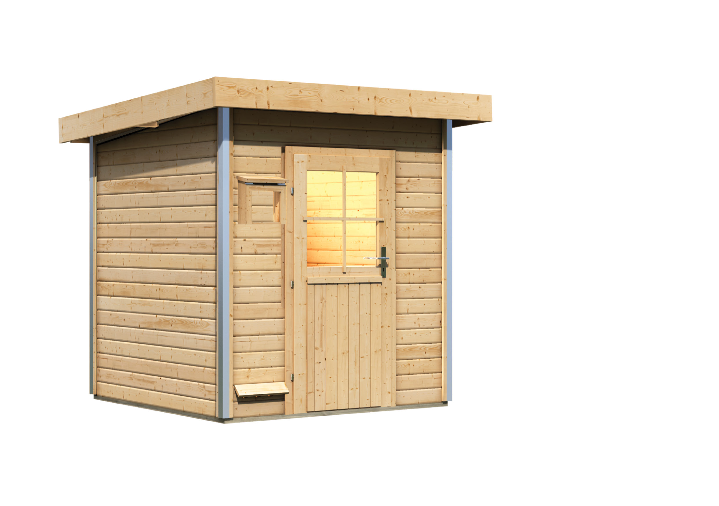 Vorschaubild Galerie Karibu Gartensauna Pultdach Saunahaus Torge inkl. 9-teiligem gratis Zubehörpaket