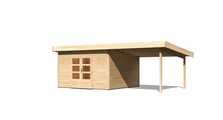 Karibu Woodfeeling Gartenhaus Northeim 5 inkl. 300 cm Schleppdach und Rückwand inkl. gratis Innenraum-Pflegebox im Wert von 99€ Bild