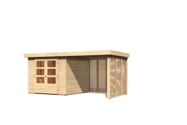 Karibu Woodfeeling Gartenhaus Askola 2/3/3,5/4/5 m. 240 cm Schleppdach/Seiten- und Rückwand in Lamellenoptik