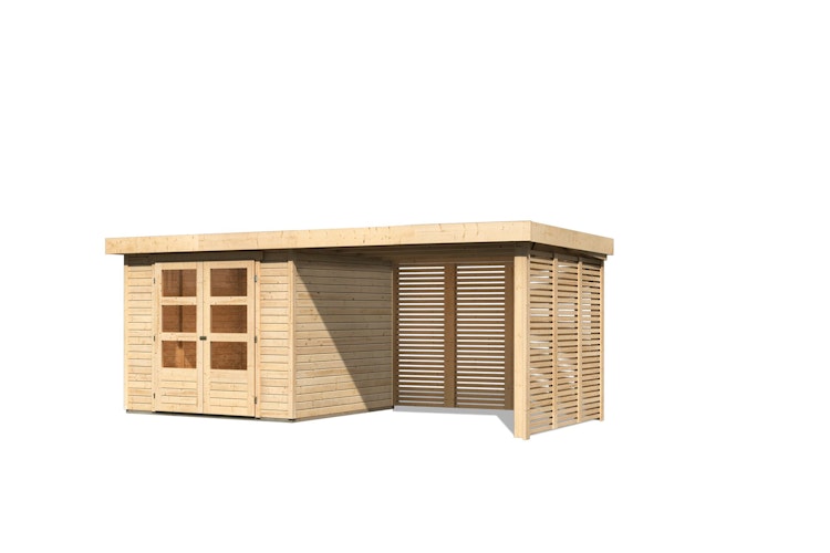 Karibu Woodfeeling Gartenhaus Askola 2/3/3,5/4/5 m. 275 cm Schleppdach/Seiten- und Rückwand in Lamellenoptik