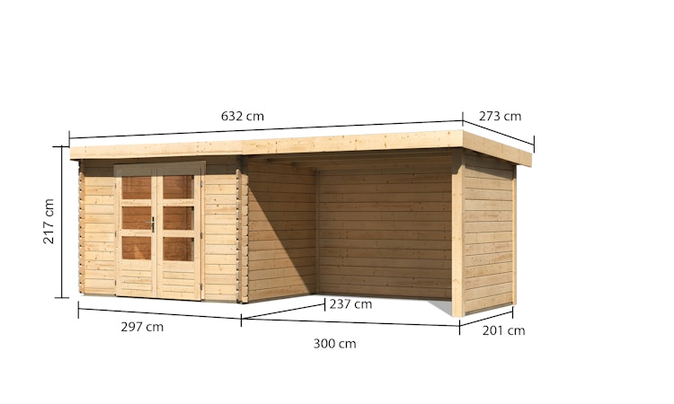 Karibu Woodfeeling Gartenhaus Bastrup 3 naturbelassen - 28 mm inkl. gratis Innenraum-Pflegebox im Wert von 99€ Bild