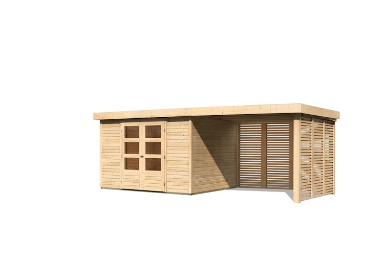 Karibu Woodfeeling Gartenhaus Askola 2/3/3,5/4/5 m. 275 cm Schleppdach/Seiten- und Rückwand in Lamellenoptik