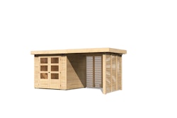 Karibu Woodfeeling Gartenhaus Askola 2/3/3,5/4/5 m. 240 cm Schleppdach/Seiten- und Rückwand in Lamellenoptik inkl. gratis Innenraum-Pflegebox im Wert von 99€