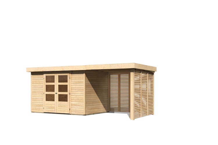 Karibu Woodfeeling Gartenhaus Askola 2/3/3,5/4/5 m. 240 cm Schleppdach/Seiten- und Rückwand in Lamellenoptik