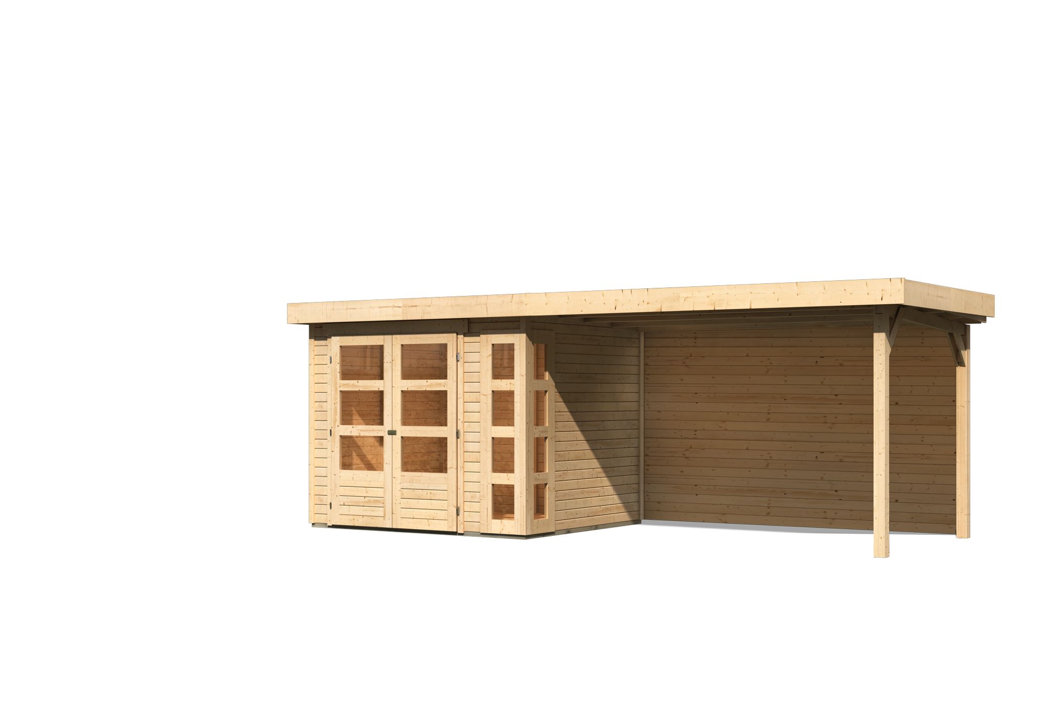 Vorschaubild Galerie Karibu Woodfeeling Gartenhaus Kerko 3/4/5 mit 280 cm Schleppdach inkl. Rückwand - 19 mm