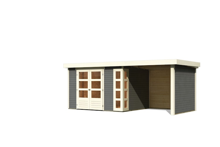 Karibu Woodfeeling Gartenhaus Kerko 3/4/5 mit 240 cm Schleppdach/Seiten- und Rückwand