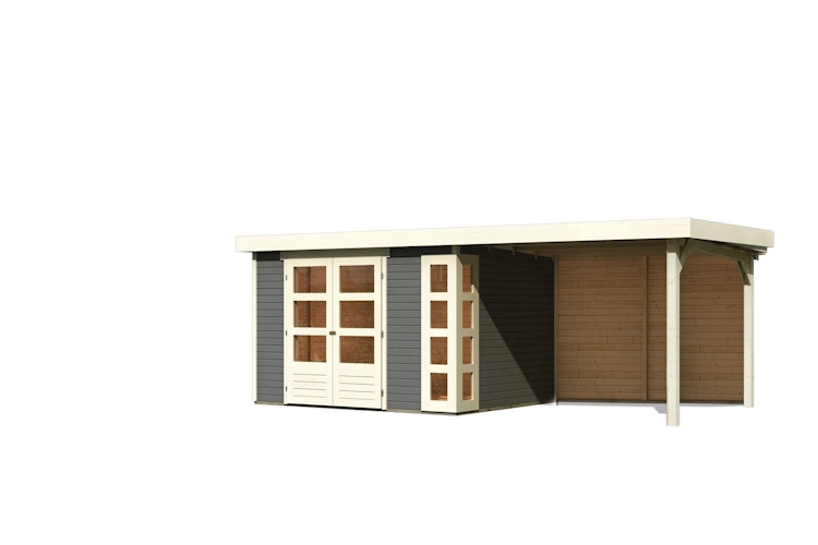 Karibu Woodfeeling Gartenhaus Kerko 3/4/5 mit 280 cm Schleppdach inkl. Rückwand - 19 mm