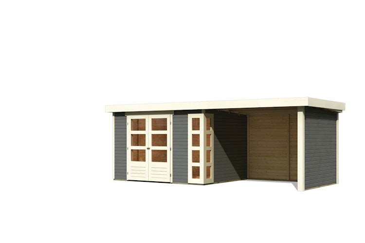 Karibu Woodfeeling Gartenhaus Kerko 3/4/5 mit 280 cm Schleppdach/Seiten- und Rückwand