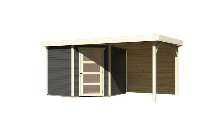Karibu Woodfeeling Gartenhaus Schwandorf 3/5 inkl. 240 cm Schleppdach mit Rückwand - 19 mm