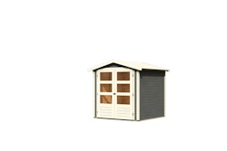 Karibu Woodfeeling Gartenhaus Amberg 2/3/4/5 terragrau - 19 mm inkl. gratis Innenraum-Pflegebox im Wert von 99€